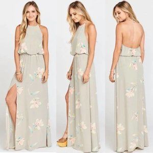 Show Me Your Mumu Lily Showers Grey Pink Heather Halter Maxi Dress M